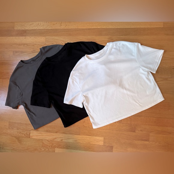 3pc Cropped Solid Lounge Tee Size Large SHEIN - Picture 2 of 7